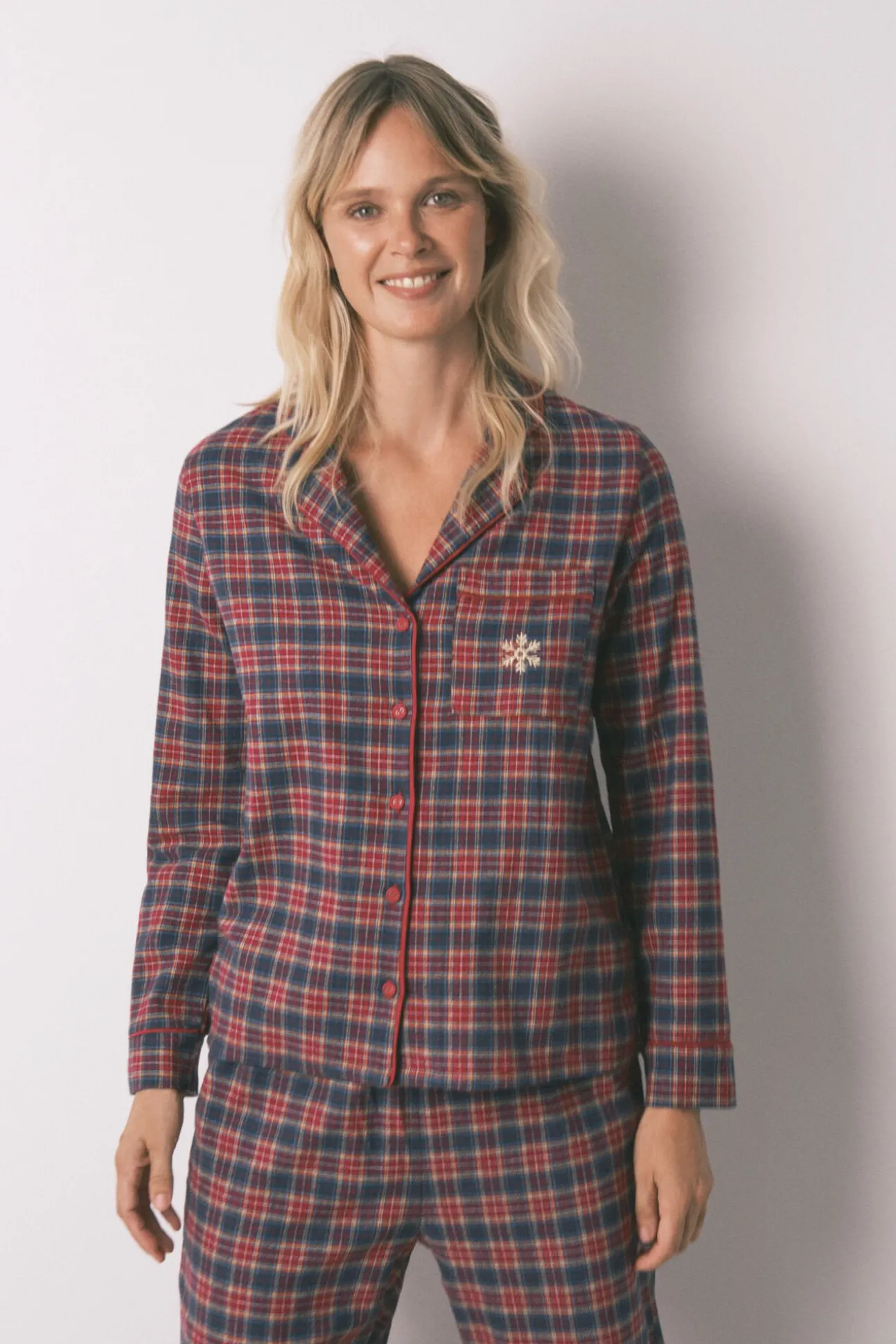 Pijama camisero cuadros 100% algodón