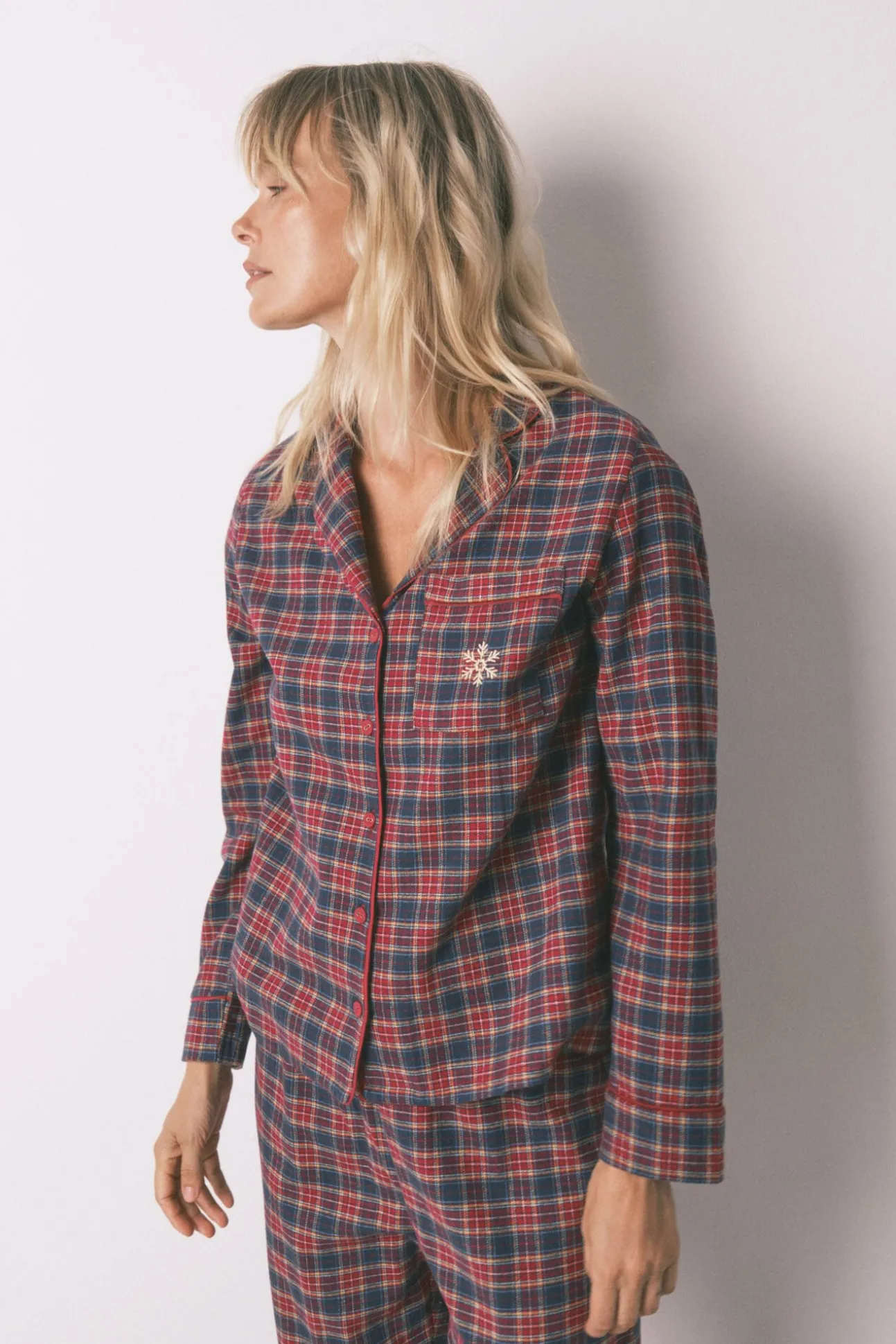Pijama camisero cuadros 100% algodón
