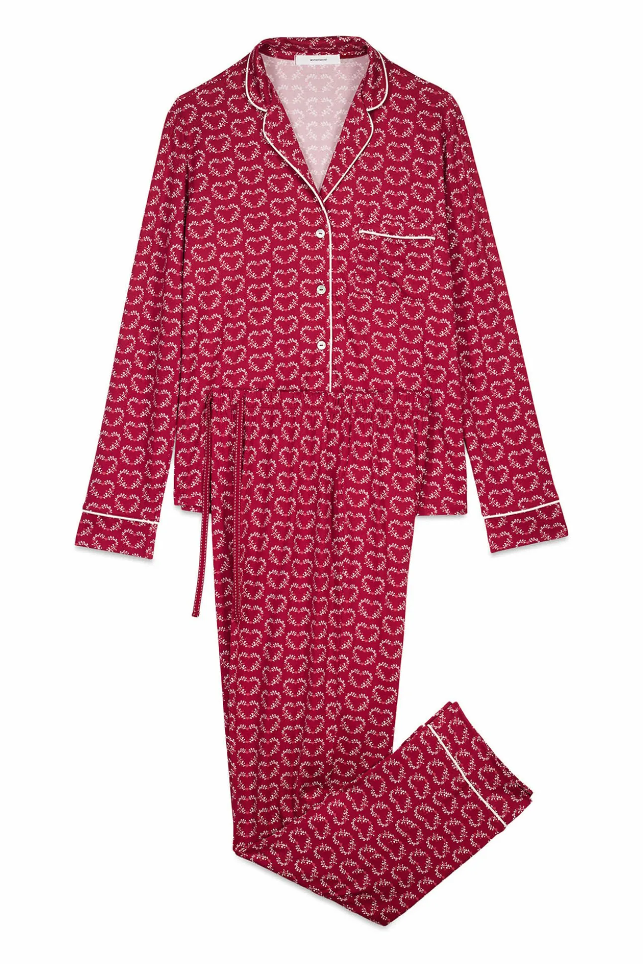 Pijama camisero largo estampado corazones rojo