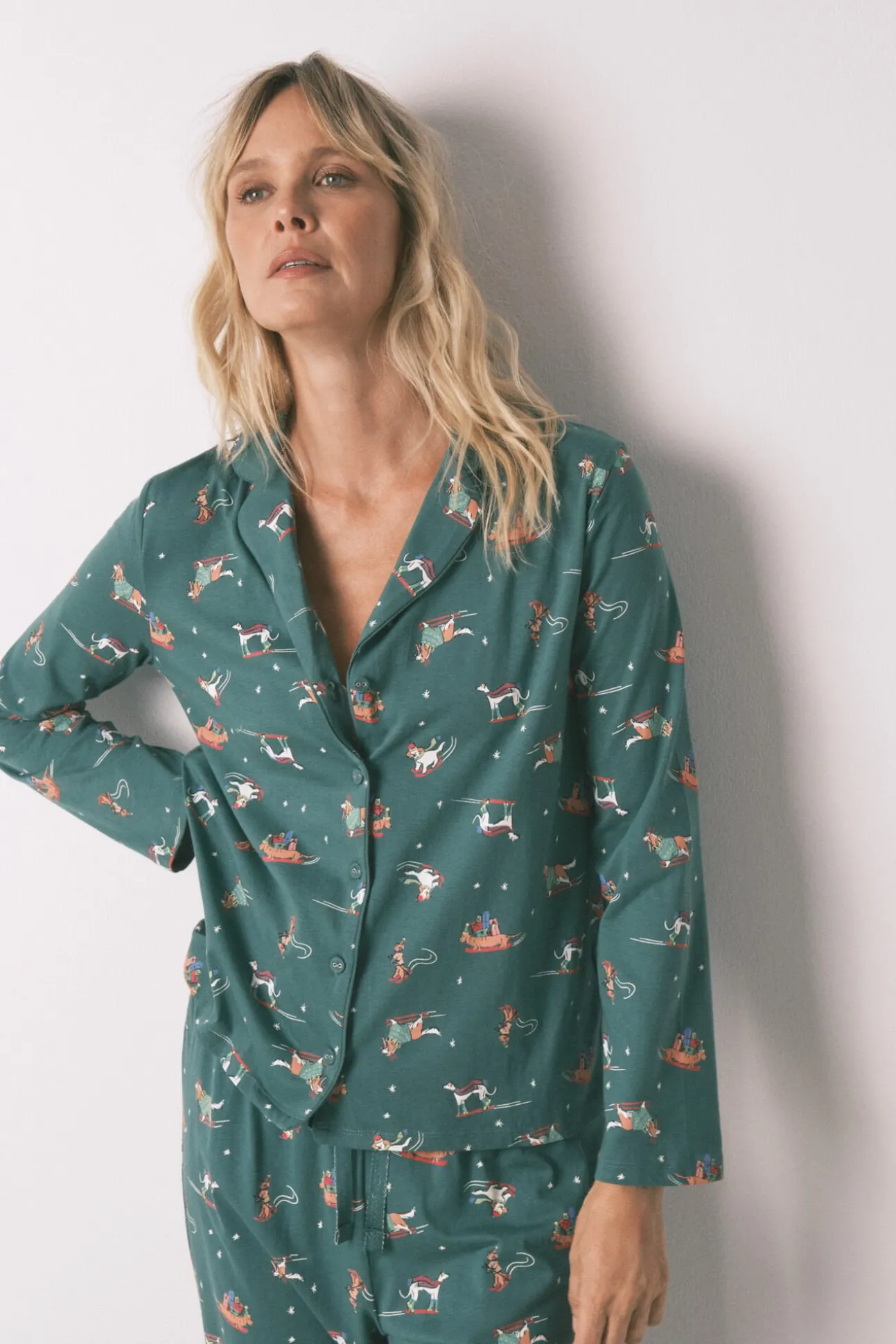 Pijama camisero perritos 100% algodón