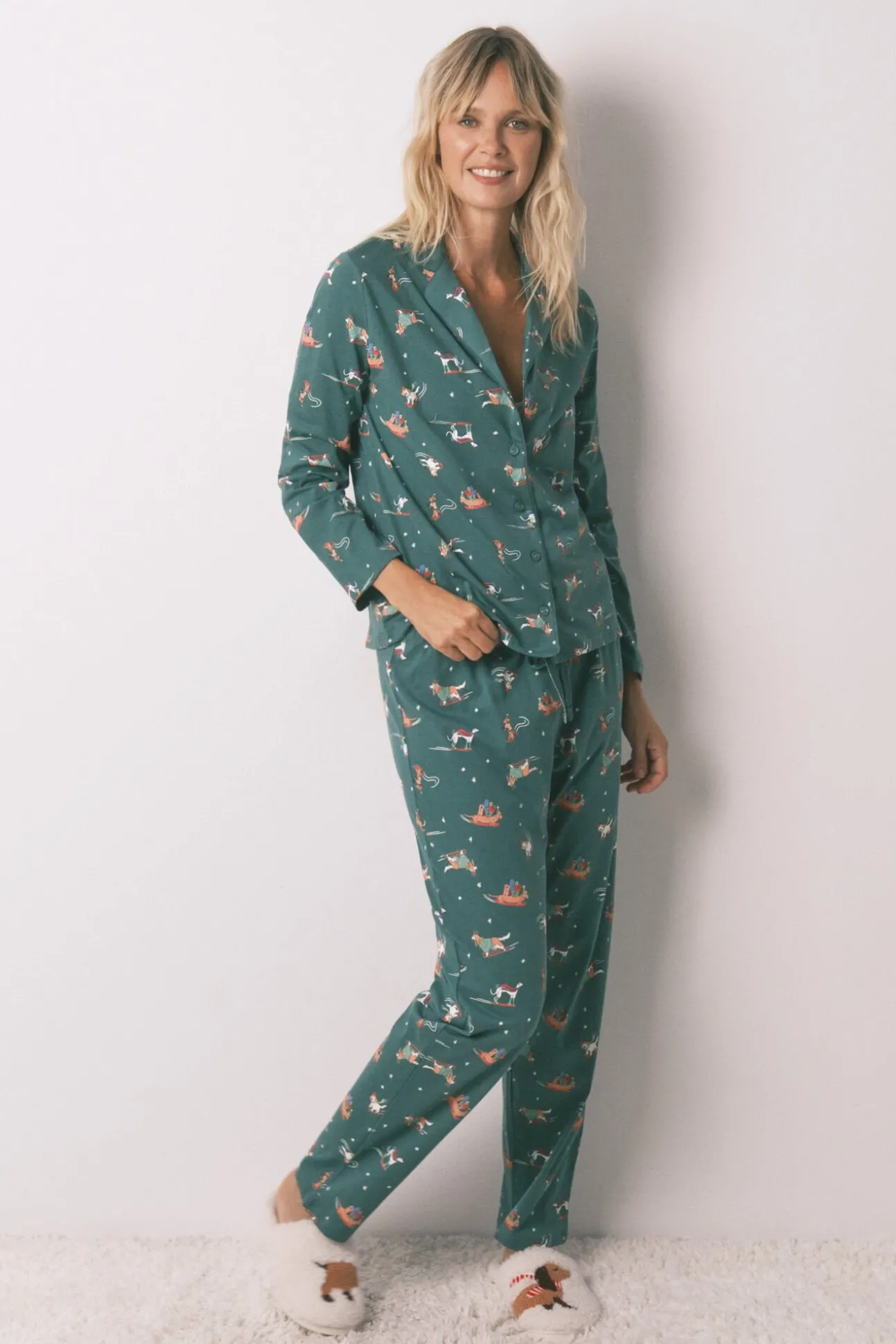 Pijama camisero perritos 100% algodón