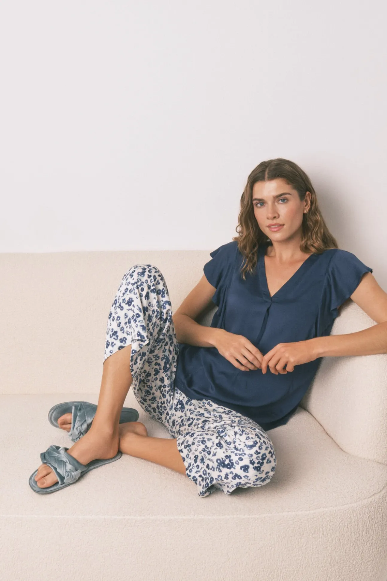 Pijama Capri viscosa floral azul