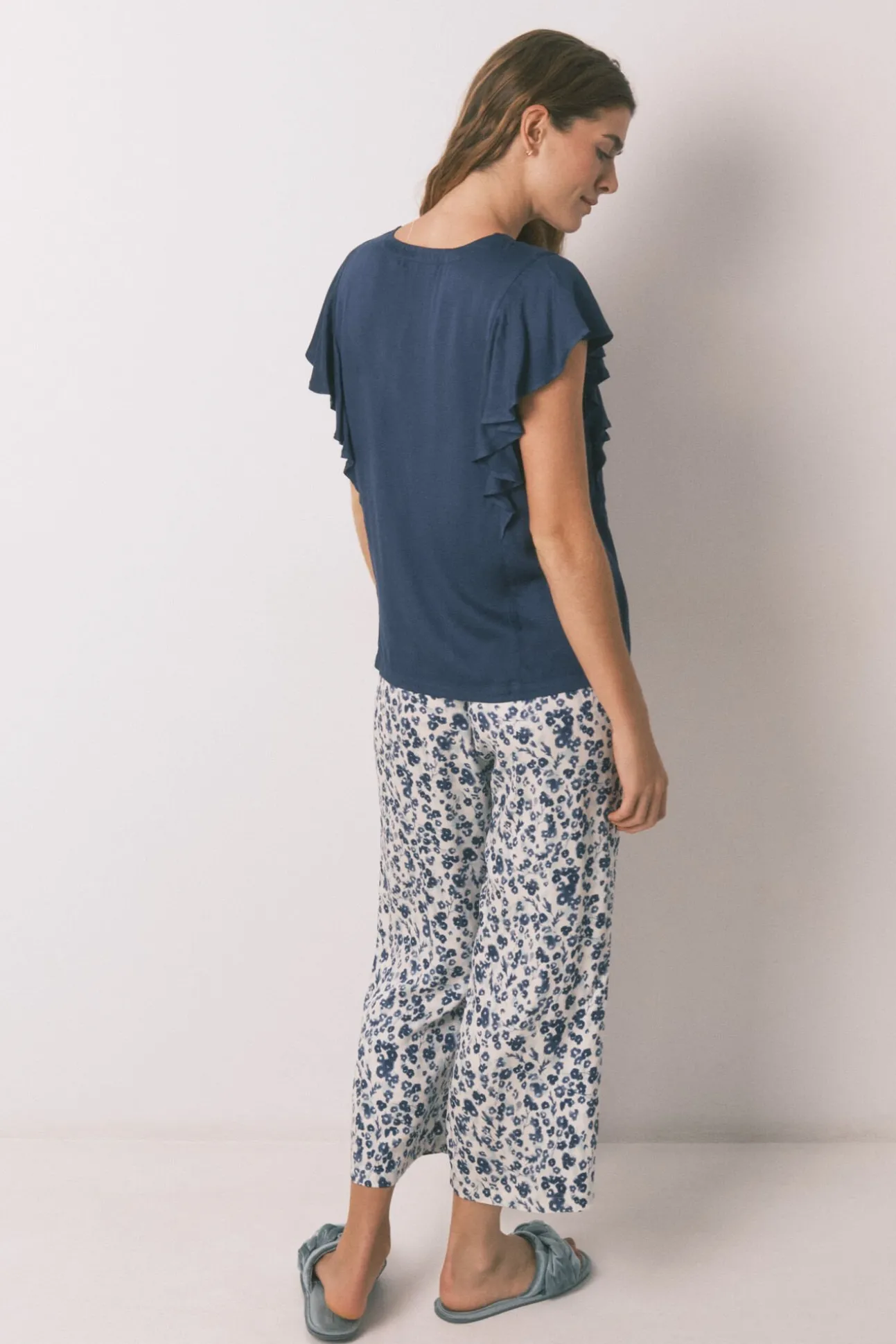 Pijama Capri viscosa floral azul
