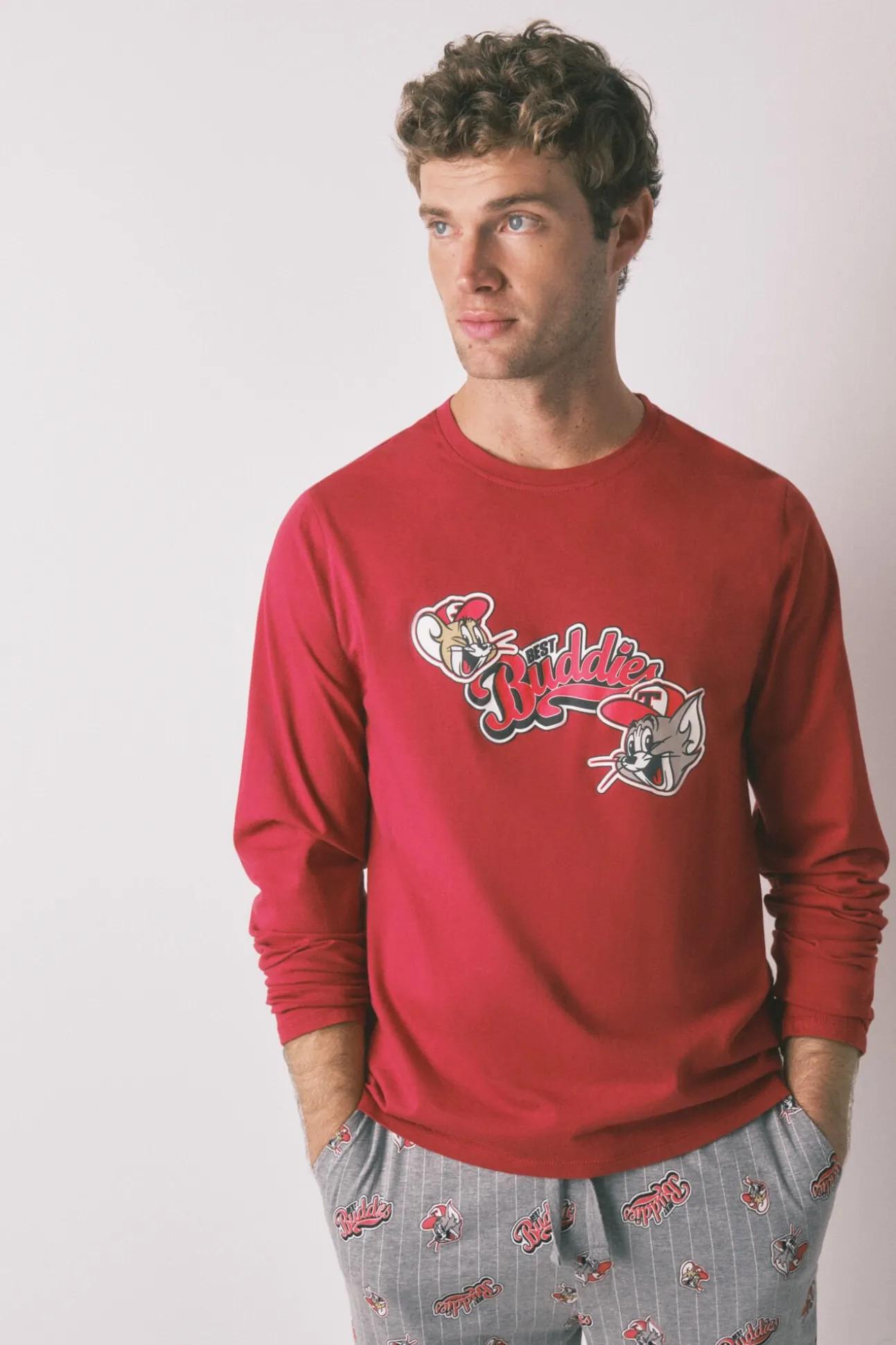Pijama largo 100% algodón Buddies rojo