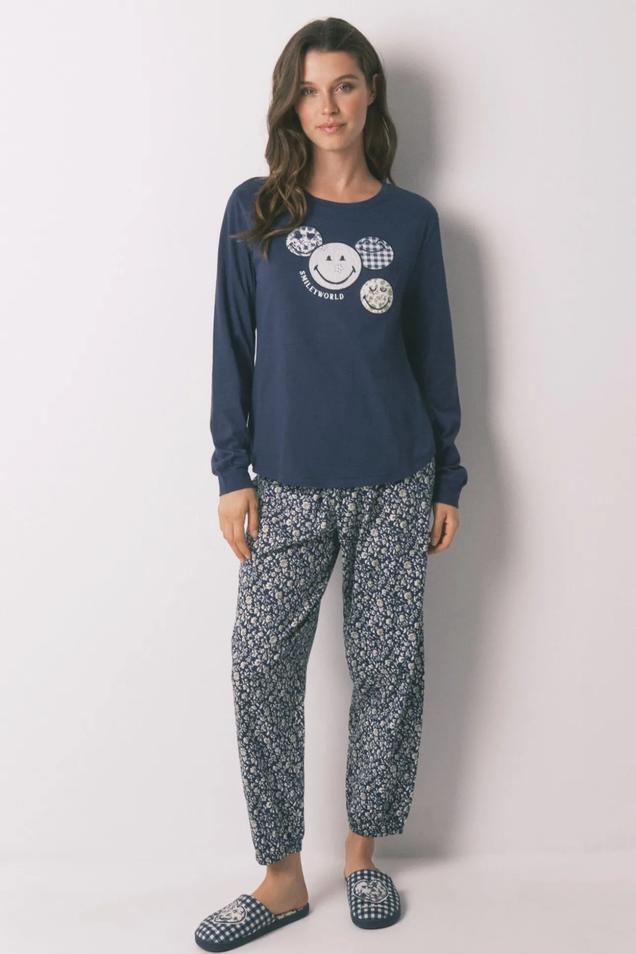 Pijama largo 100% algodón SmileyWorld® azul