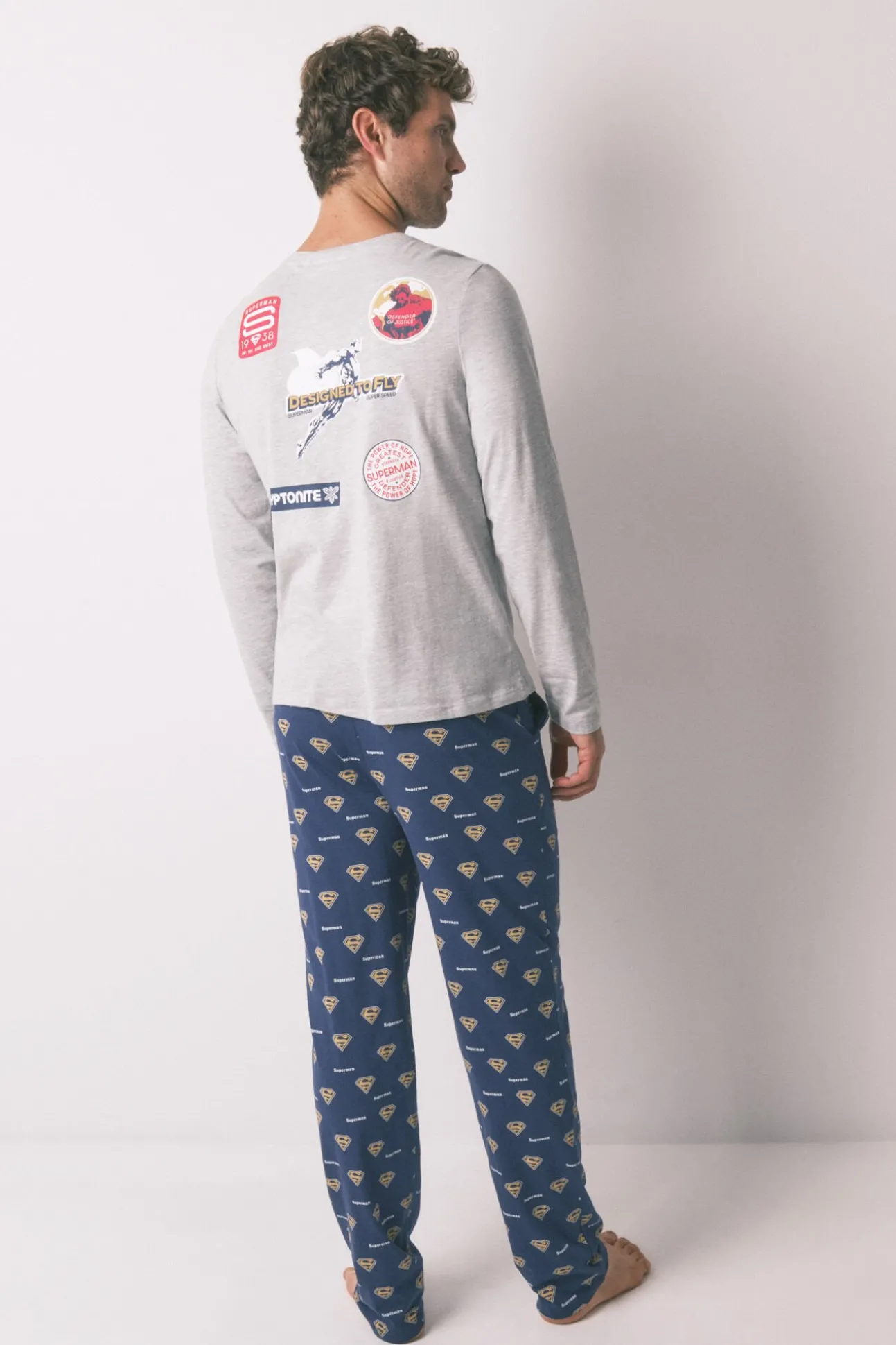 Pijama largo 100% algodón Superman gris