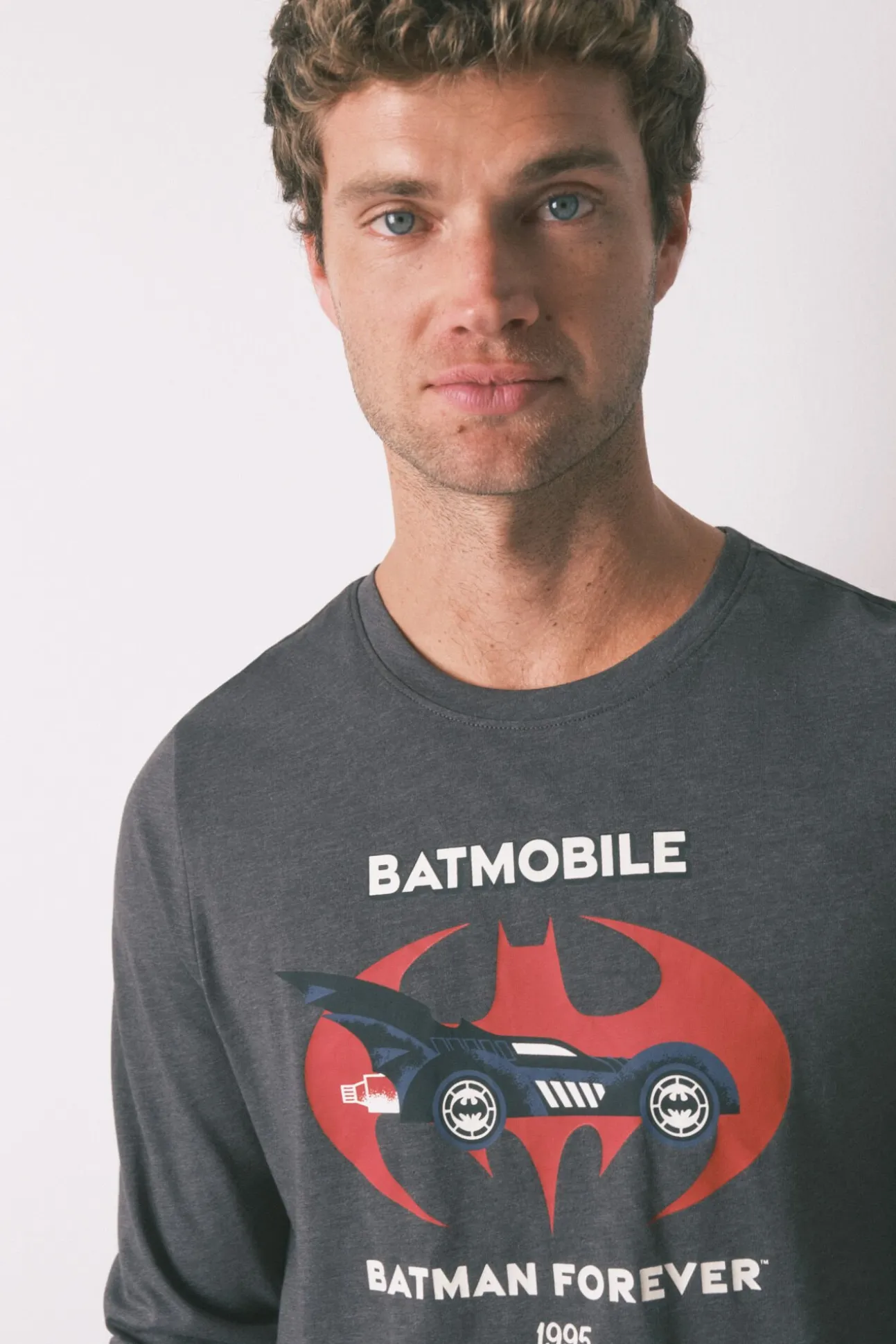 Pijama largo algodón Batman gris