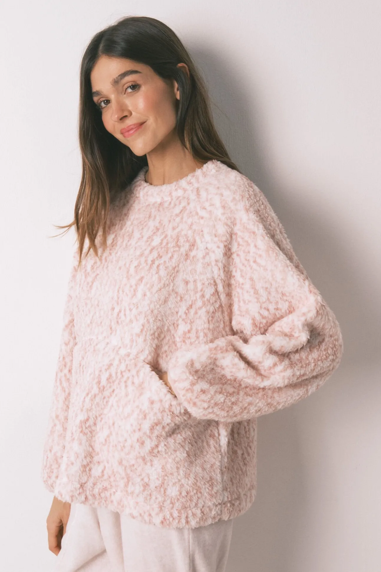 Pijama largo borreguito rosa