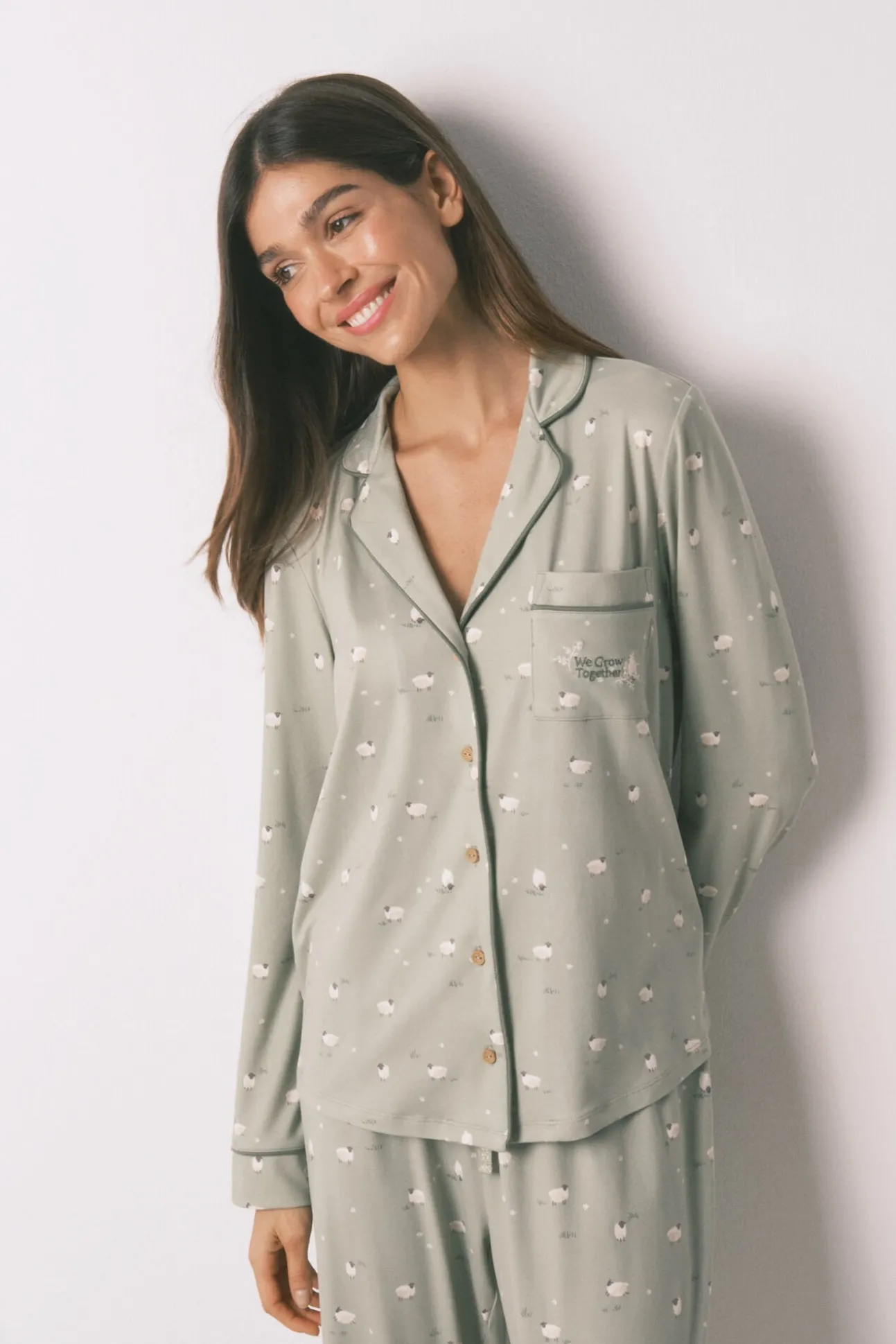 Pijama largo camisero ovejas