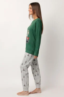 Pijama largo estampado Pinocho para mujer