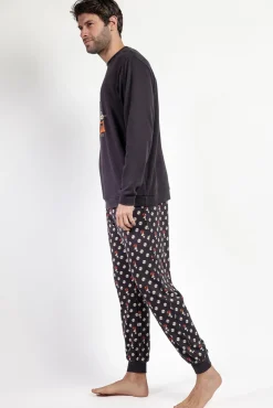 Pijama largo estampado Snoopy para hombre