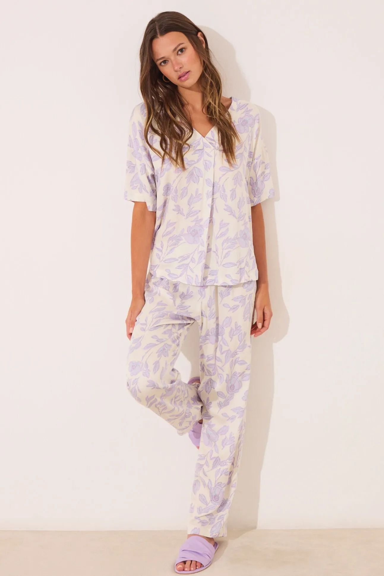 Pijama largo estampado viscosa