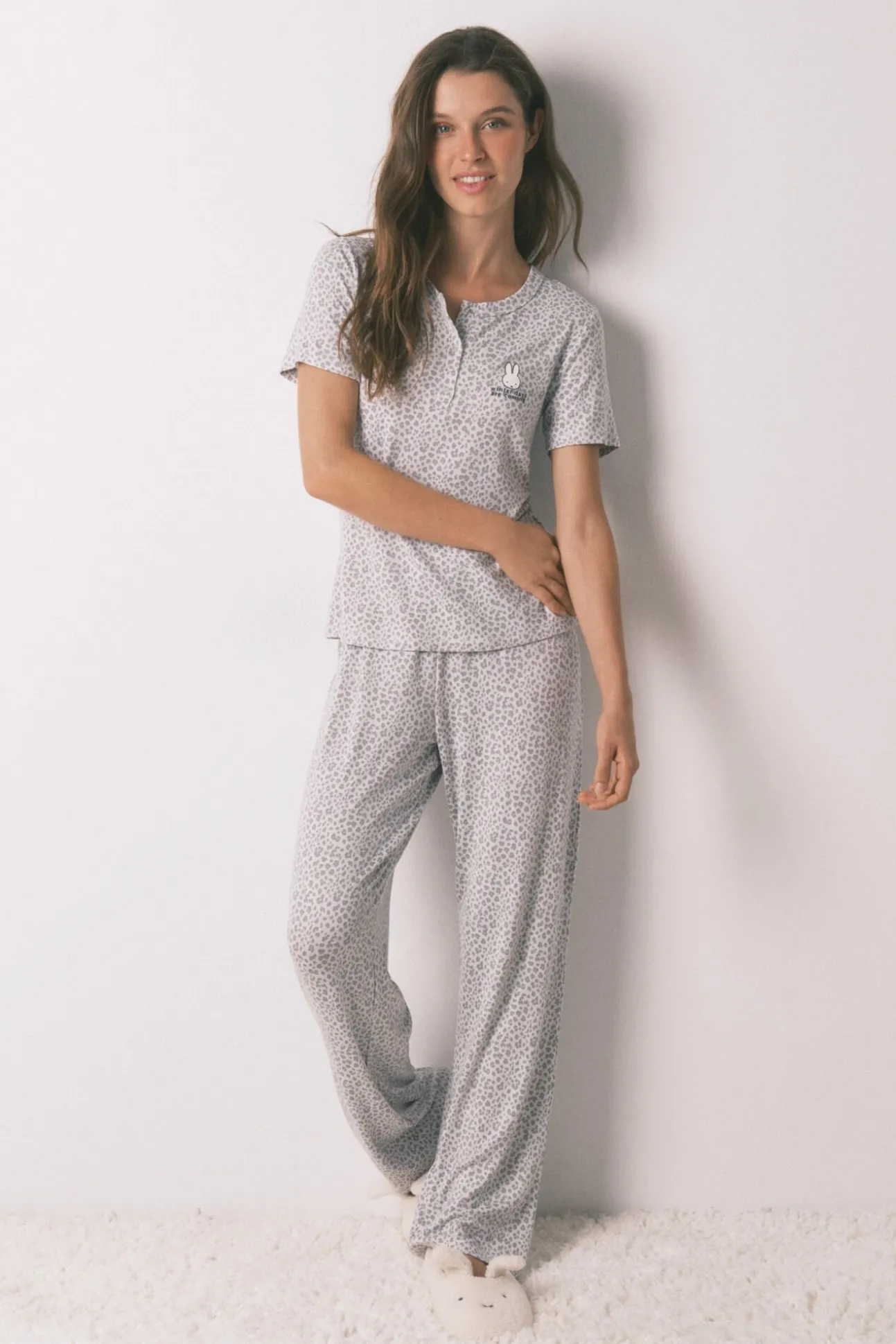 Pijama largo manga corta estampado animal Miffy