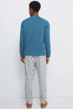 Pijama largo manga raglan pantalón coches