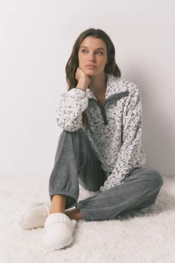Pijama largo polar animal print