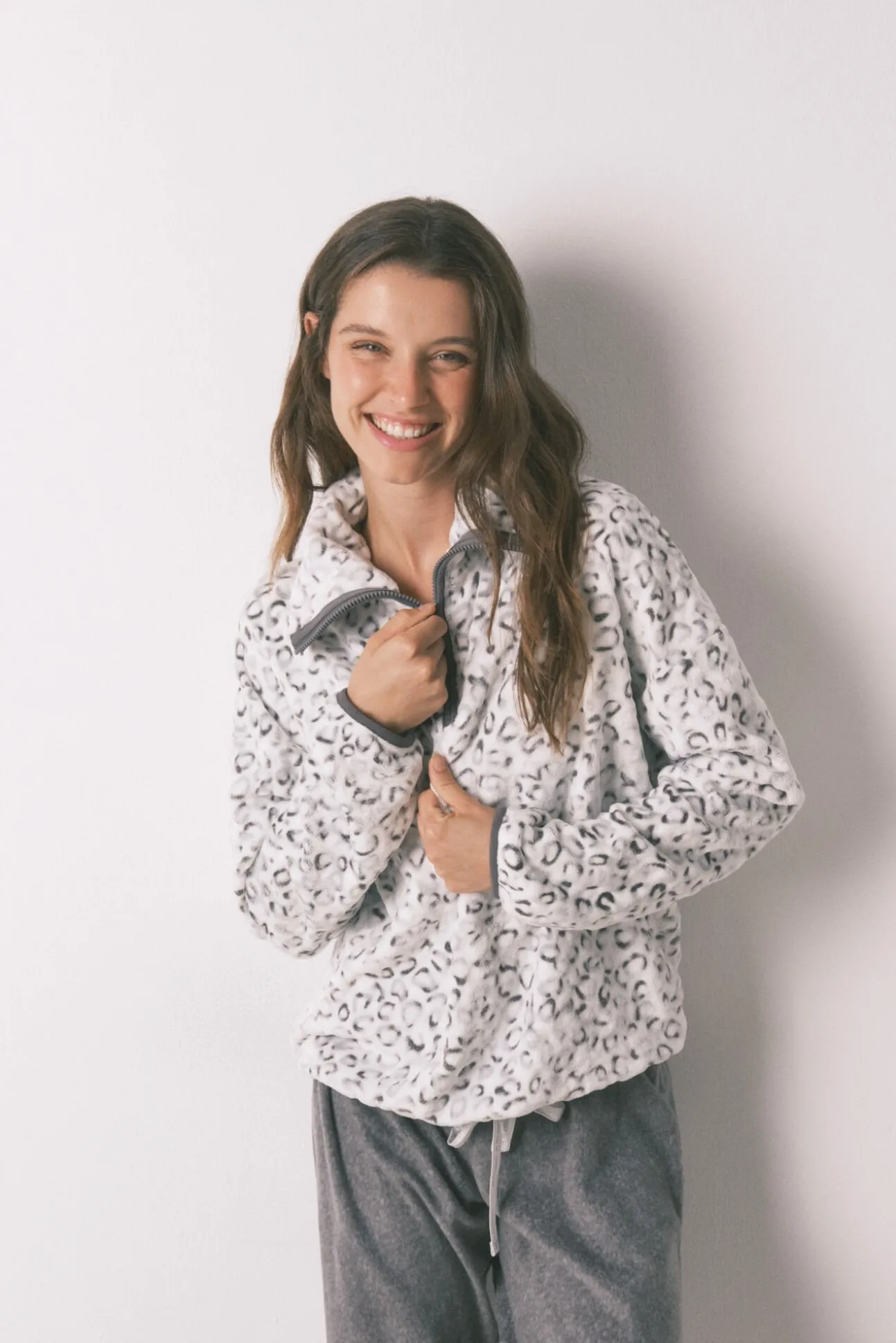 Pijama largo polar animal print