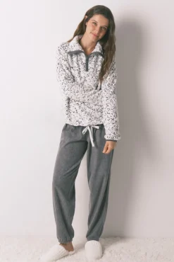 Pijama largo polar animal print