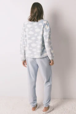Pijama largo polar mousse nubes