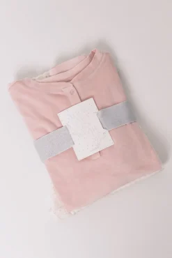 Pijama largo polar suave cenefas rosa