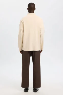 Polo jacquard de manga larga 100% algodón orgánico