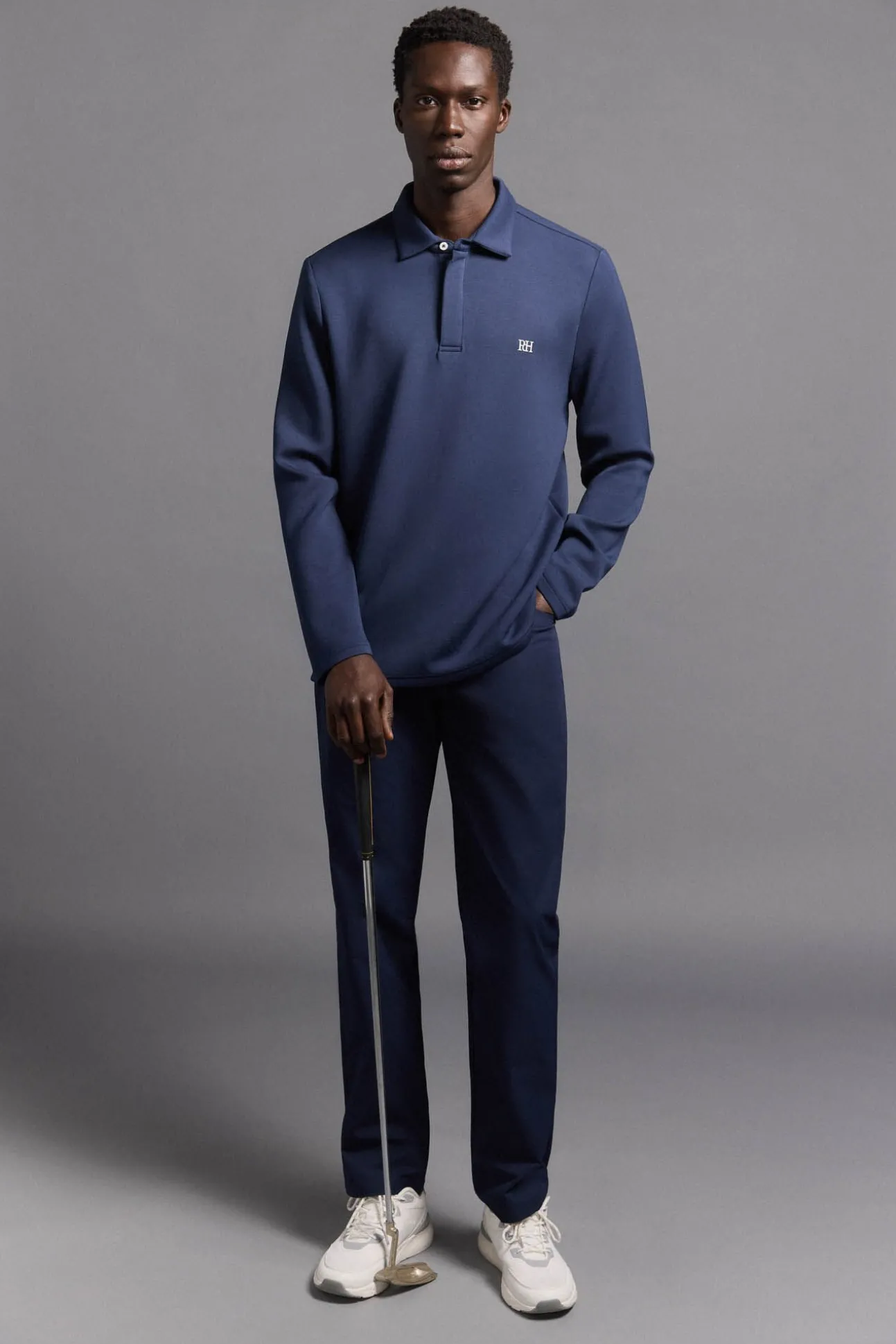 Polo liso manga larga golf