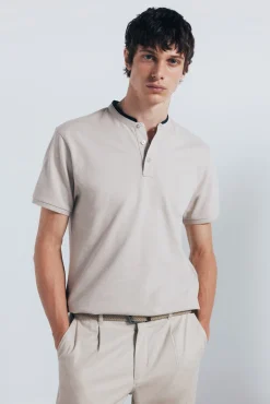 Polo piqué cuello mao slim fit