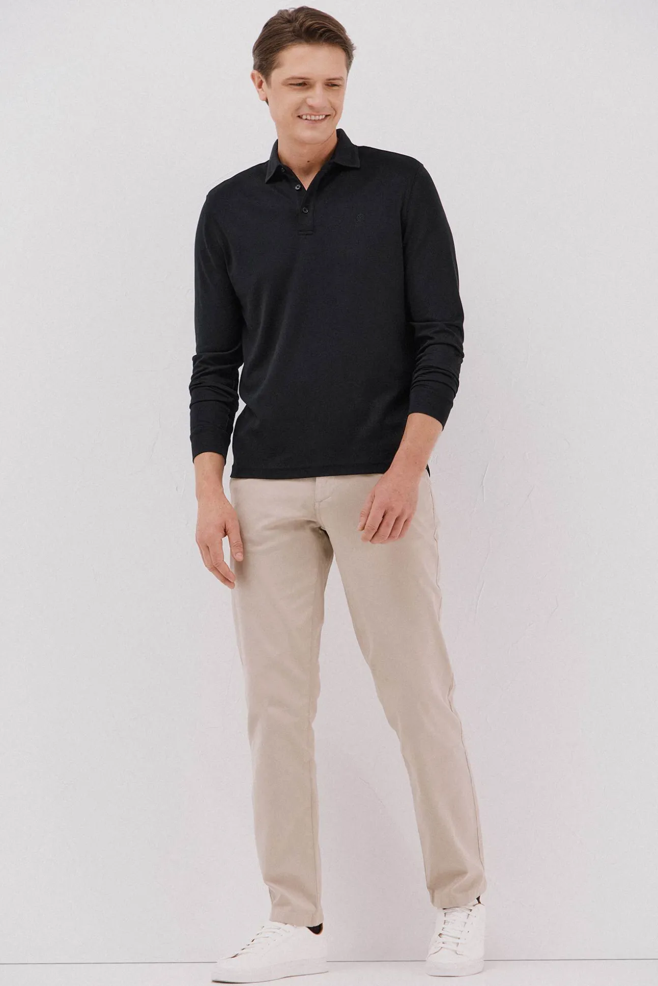 Polo refinado manga larga