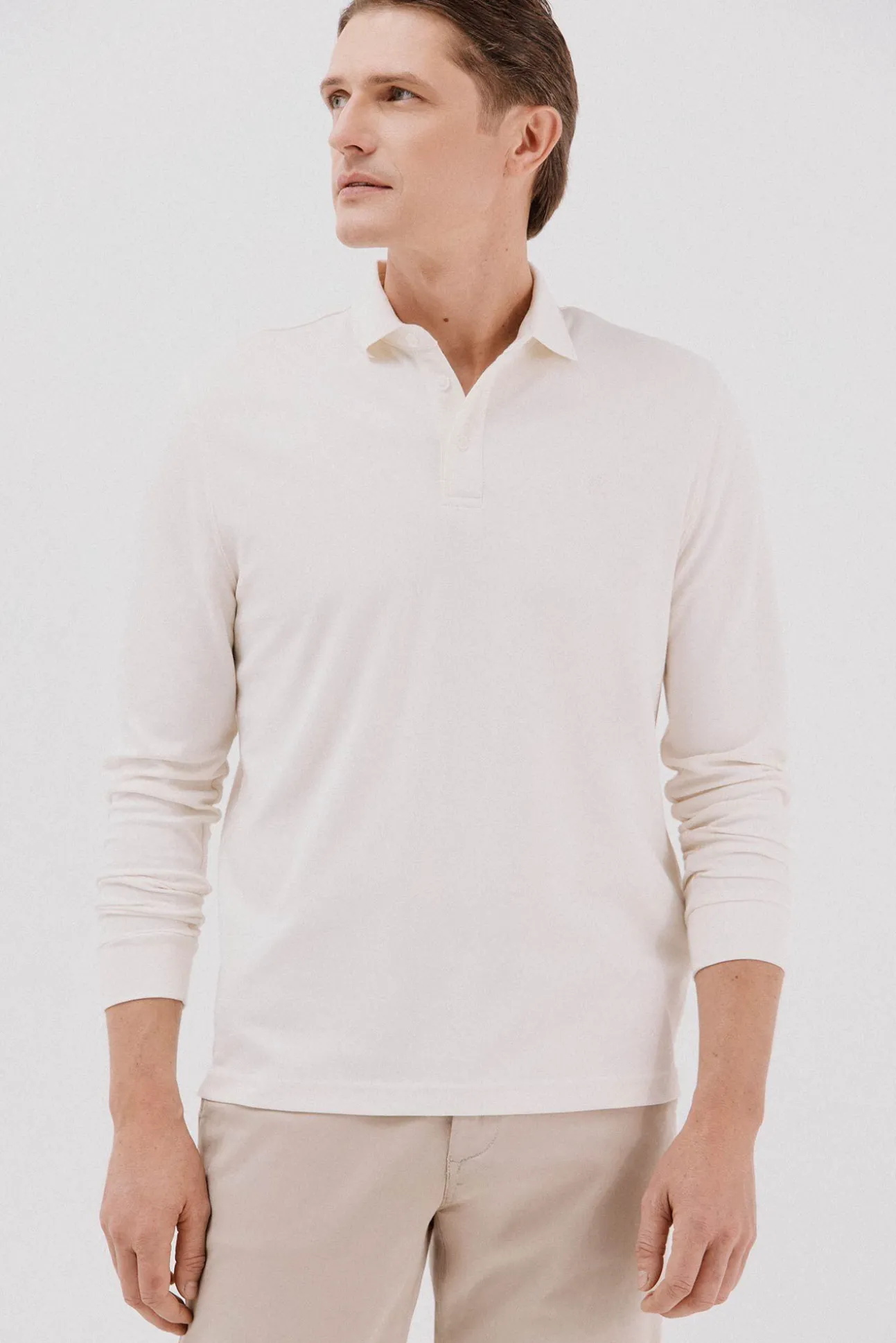 Polo refinado manga larga