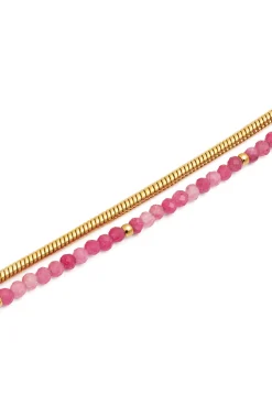Pulsera Cleopatra Pink Acero Baño Oro
