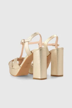 Sandalias con plataforma en piel dorada