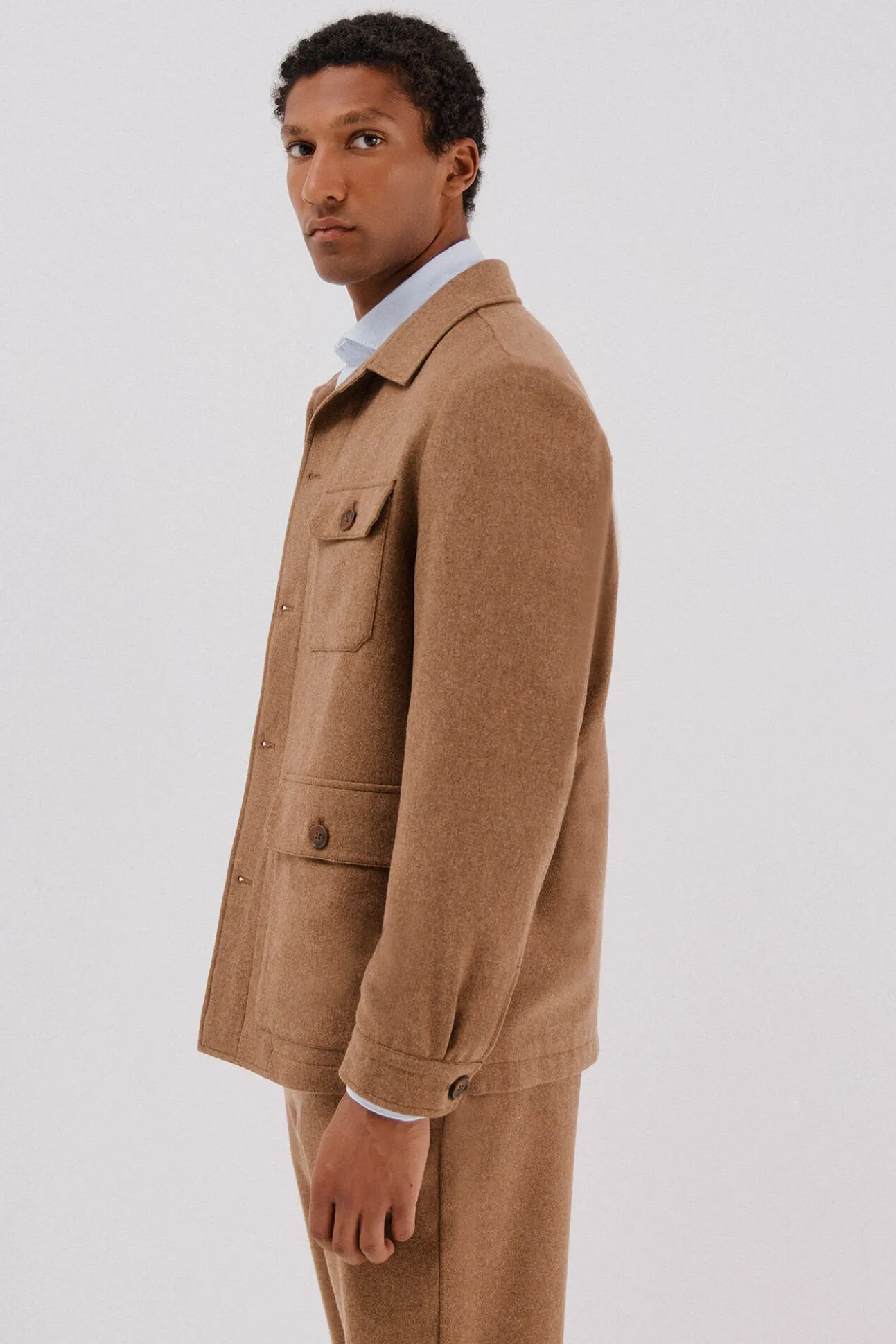 Sobrecamisa lana camel