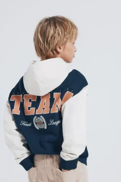 Sudadera capucha varsity niño