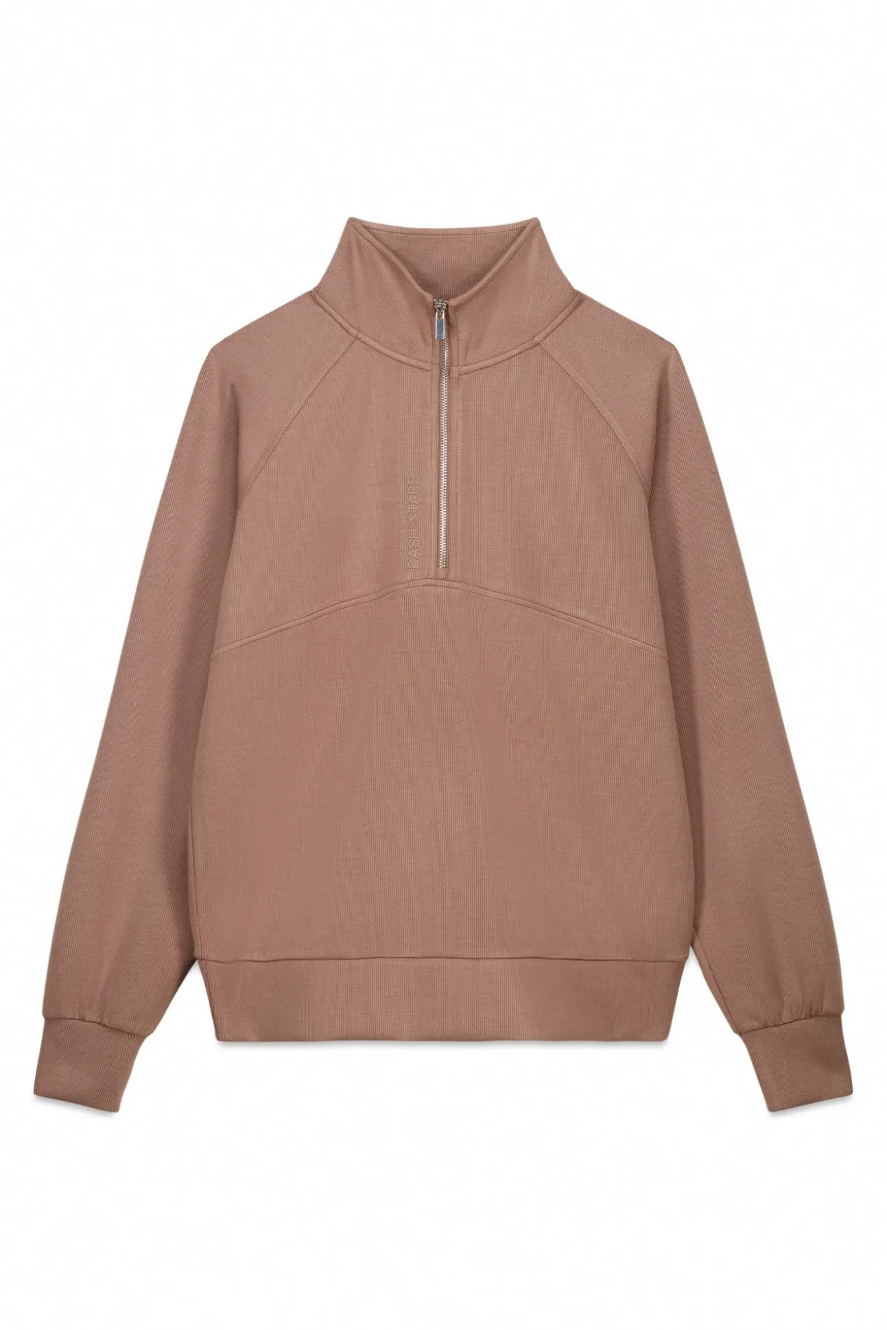 Sudadera cuello cremallera marrón