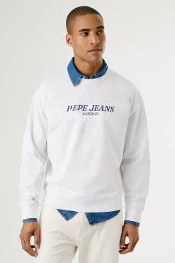 Sudadera de cuello redondo con logo frontal y estampado trasero.