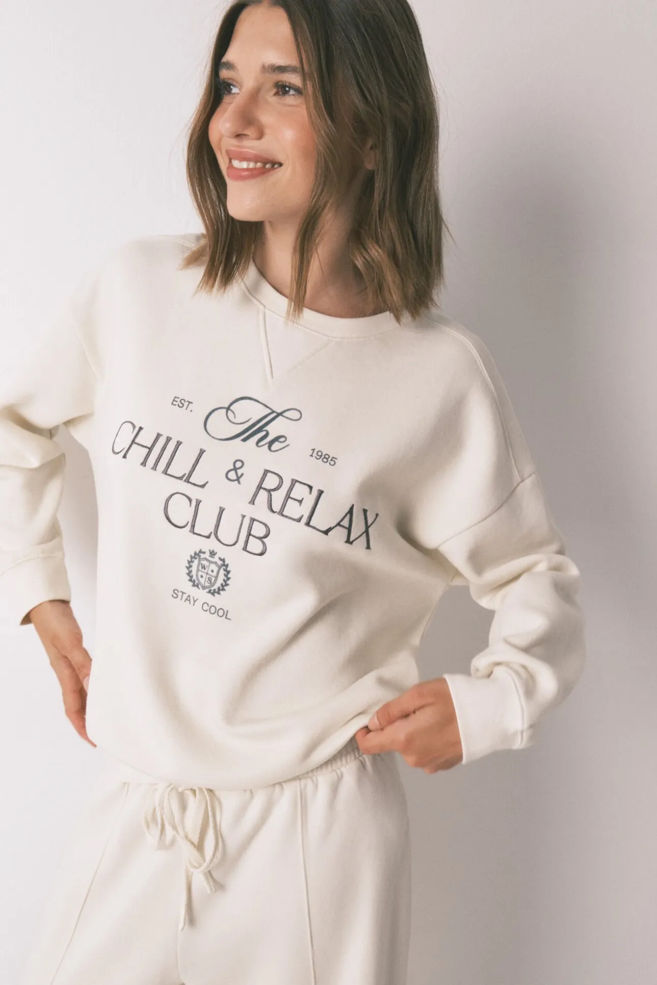 Sudadera felpa algodón blanco