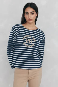 Sudadera rayas bordada