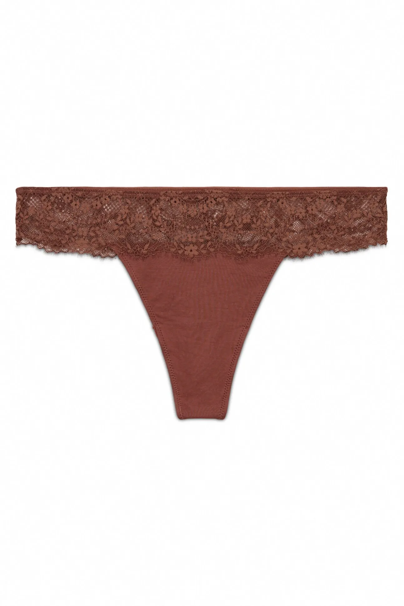 Tanga encaje cintura marrón