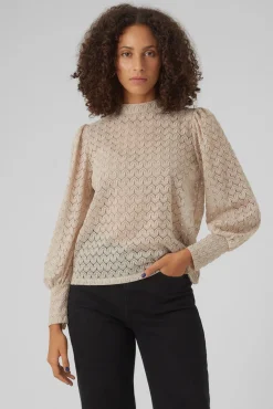 Top de encaje cuello cerrado
