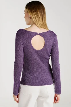 Top de punto reversible con lúrex