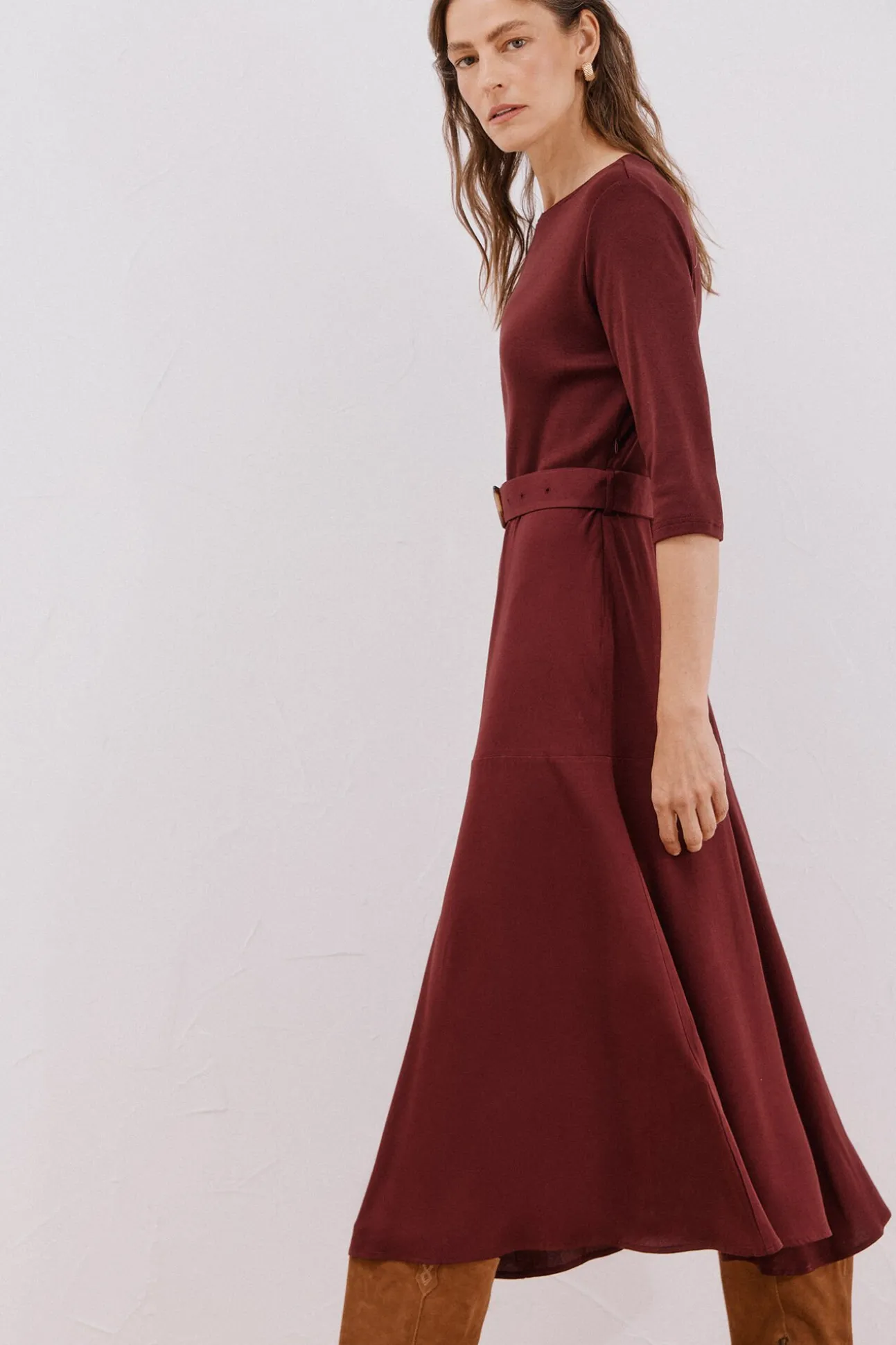 Vestido combinado cinturón