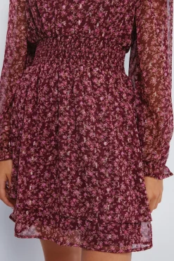 Vestido corto estampado falda doble capa