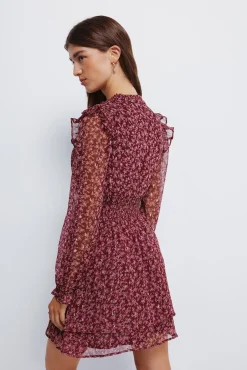 Vestido corto estampado falda doble capa