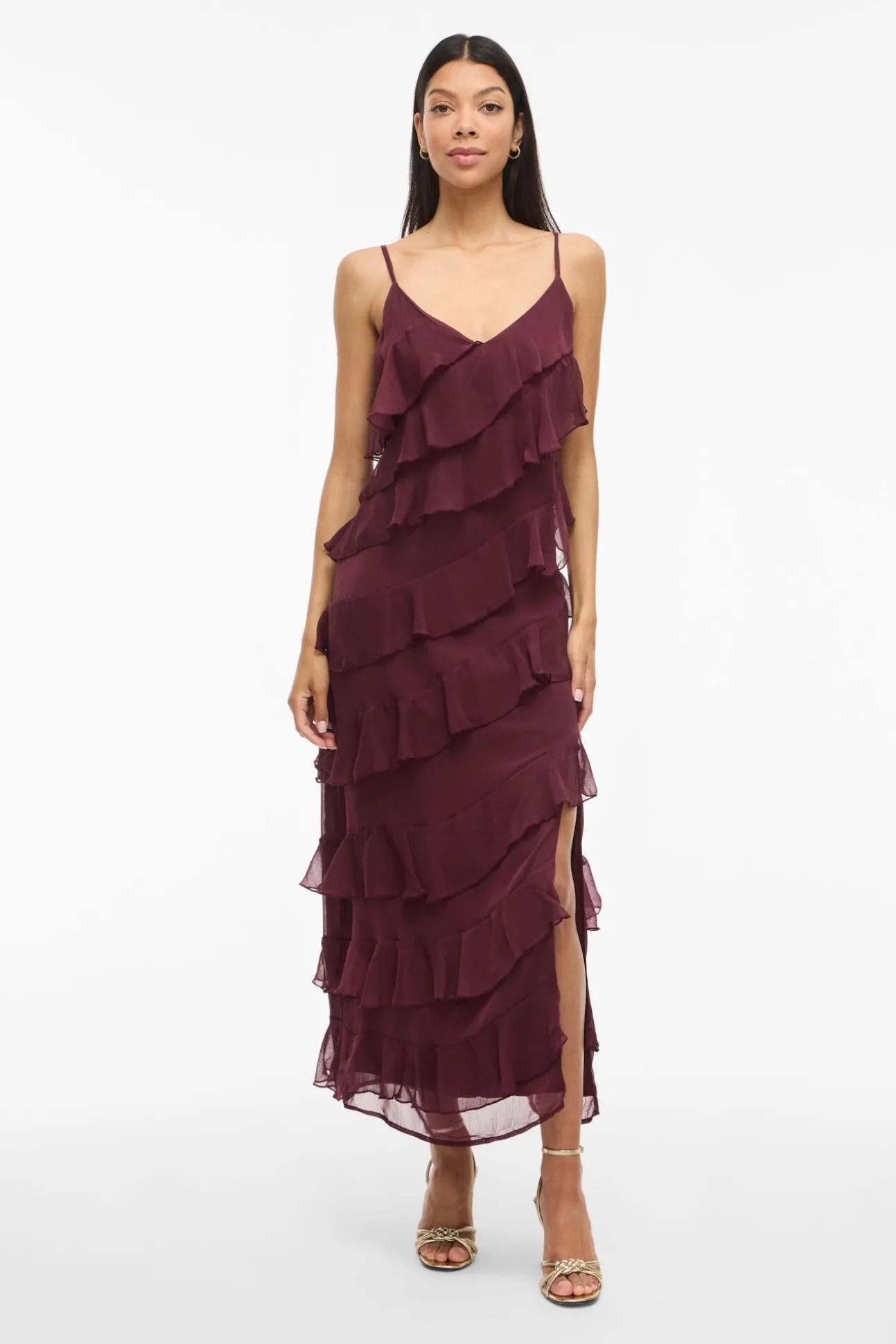 Vestido de fiesta midi con volantes