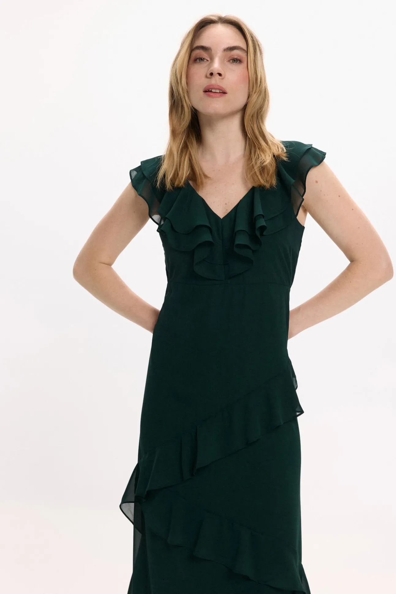 Vestido de gasa midi de fiesta