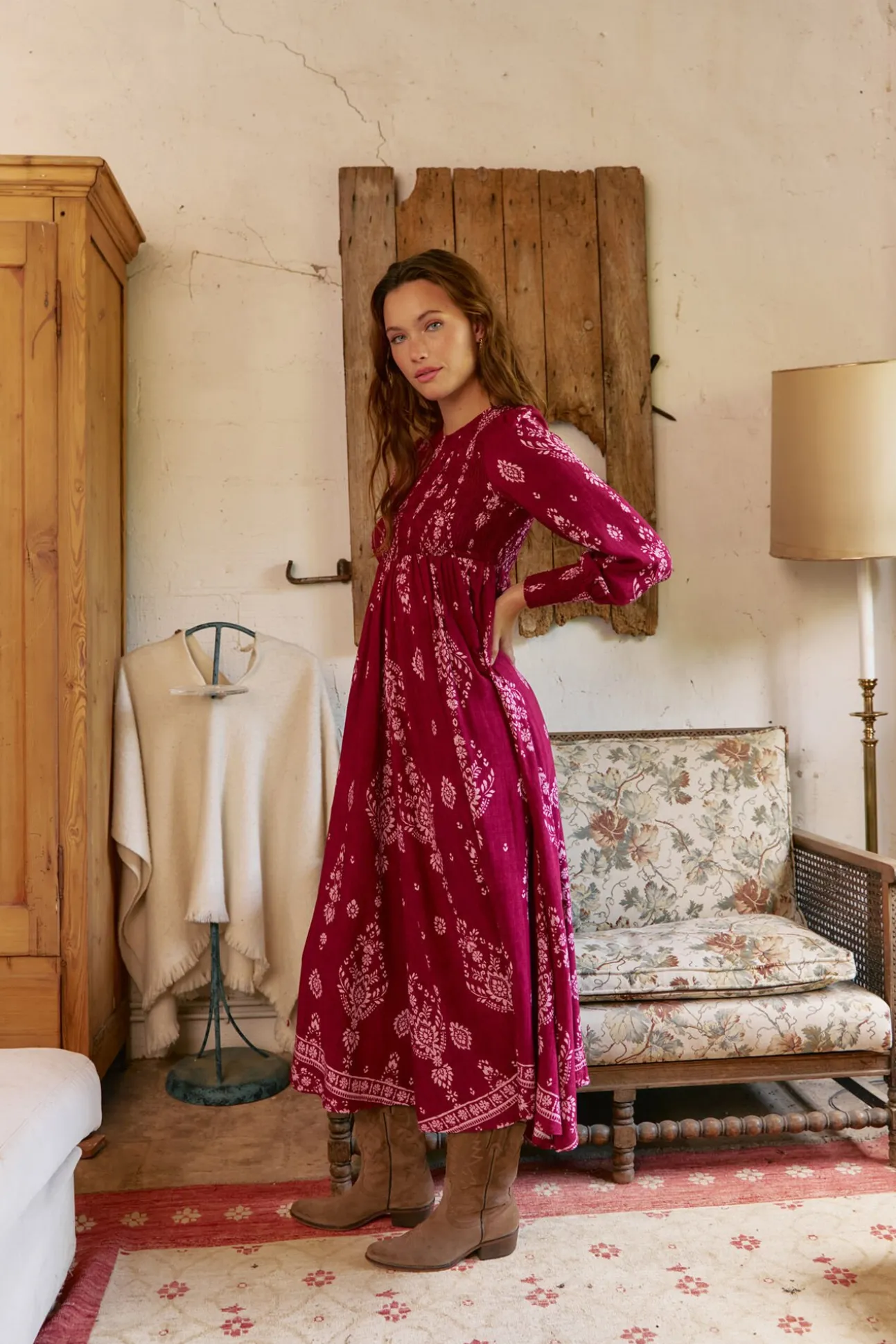 Vestido largo Bella estampado Rhubarb