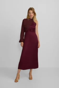 Vestido largo capa satinado
