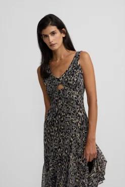 Vestido largo estampado animal print