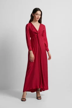 Vestido largo nudo jacquard