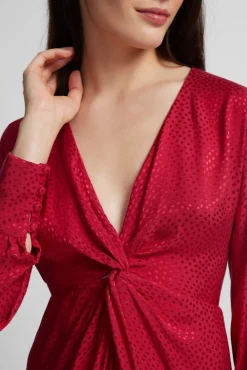 Vestido largo nudo jacquard