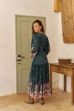 Vestido largo Teresa estampado Rhubarb